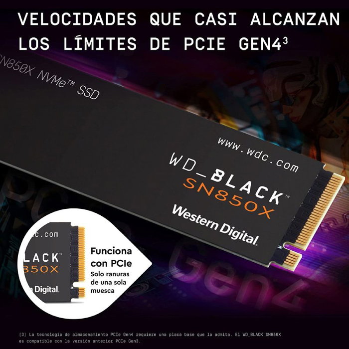 WD_BLACK SN850X NVMe SSD 4TB M.2 2280 PCIe Gen4 - Disco Duro Interno (WDS400T2X0E)